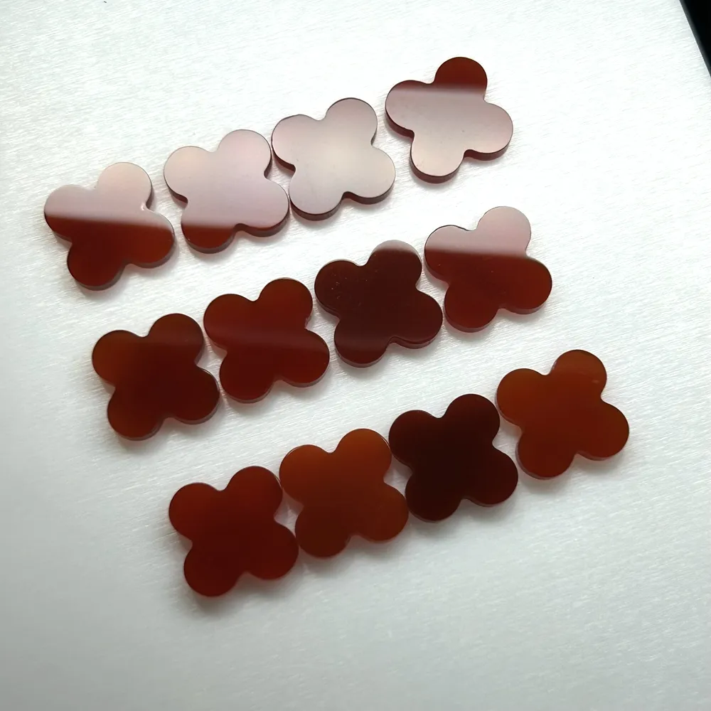 HQ GEMS Wholesale Factory Natural Red Agate Four Leaf Clover Stone For VC Jewelry
