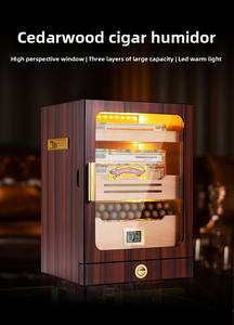 Dericsson <b>Wooden</b> Cigar Humidor 3-Layer <b>Large</b> Capacity with High Transparency Window LED Light Professional Humidification <b>Box</b> - Product Image 2