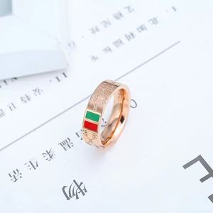 Bagues de Marque de Luxe pour Femme en Acier Inoxydable Plaqué Or 18k Rouge et Vert, Bijoux Tendance pour Homme - Product Image 3