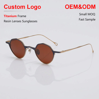 Gafas de Sol Elegantes Ultraligeras con Armazón de Titanio Puro, Lentes de Resina, Diseño Redondo Vintage, Logotipo Personalizado, Venta al Por Mayor, de Lujo, para Hombre y Mujer