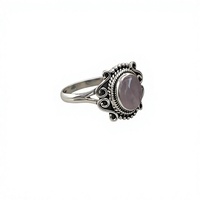 Bague en forme ovale en pierre de quartz rose naturel, vente en gros de pierres précieuses bague de bijoux fins 925 bague en argent sterling massif