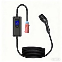 Câble de chargeur de véhicule électrique portable, matériau TPU, 32A, 3 phases, 22KW, interface de type II, certifié CE/TUV, noir
