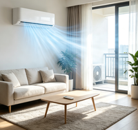 Climatiseur hybride photovoltaïque renouvelable vert hors réseau alimenté par batterie solaire R32 avec télécommande et déshumidification silencieuse