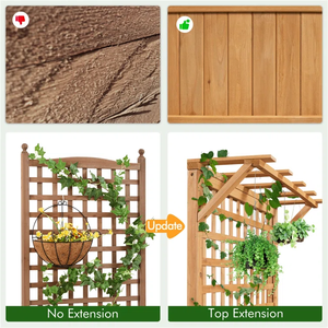 Bac à fleurs <span class=keywords><strong>surélevé</strong></span> d'extérieur pour plantes grimpantes, jardinière en bois avec treillis, structure de jardin en cèdre - Product Image 6