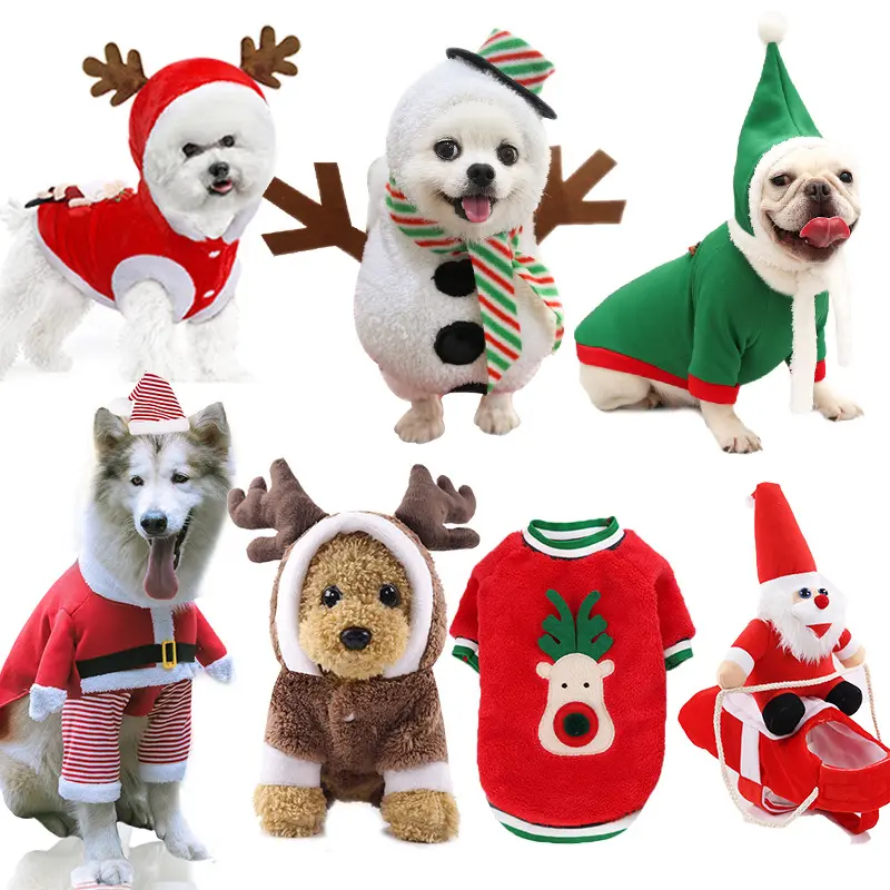 Pet Puppy Antlers Winter Warm Chihuahua Yorkie Outfit Cat Hooded Clothing Costume Coat Christmas Dog Clothes