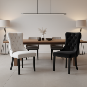 Chaise de salle à manger capitonnée en PU contemporaine de la collection Nikki de DB A&A Furniture, base en bois massif, design moderne - Product Image 2