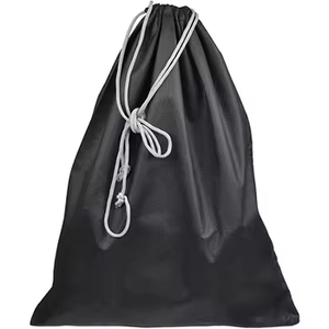 Custom Durable <b>Black</b> Non-Woven Drawstring Closure Carrying Bag for Travel Gym Clothing & Shoes Reusable - Product Image 3