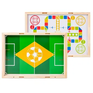 Football Flying Chess 2 In 1 Family Indoor Play Wooden Tabletop Football Pinball Game Chess Soccer Board Game