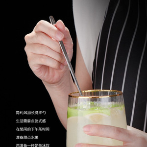 304 Stainless Steel Long Ice <b>Spoon</b> Cocktail Stirrer Durable Solid Color Thickened <b>Coffee</b> Stirring <b>Spoon</b> - Product Image 3