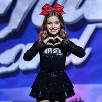 Ensembles d'uniformes de cheerleading noirs pour enfants en Spandex/Polyester
