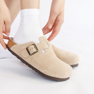 Scarpe Stile Birkenstock da Donna, Pantofole con Suola Spessa <span class=keywords><strong>in</strong></span> <span class=keywords><strong>Vera</strong></span> <span class=keywords><strong>Pelle</strong></span> Scamosciata, per Interno ed Esterno - Product Image 4