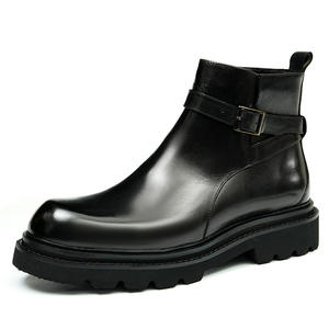 Bottes pour hommes de haute qualité, style mocassins, en cuir britannique lavé, style rétro, à lacets, imperméables - Product Image 1