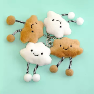 Porte-clés en peluche mignon Kawaii souriant Happy Cloud Porte-clés en métal souple pour femmes et bébés filles - Product Image 2