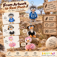 Porte-clés en peluche d'autruche personnalisé, style safari, vente en gros, cadeau souvenir pour les magasins de zoos, les musées et la vente au détail de produits touristiques
