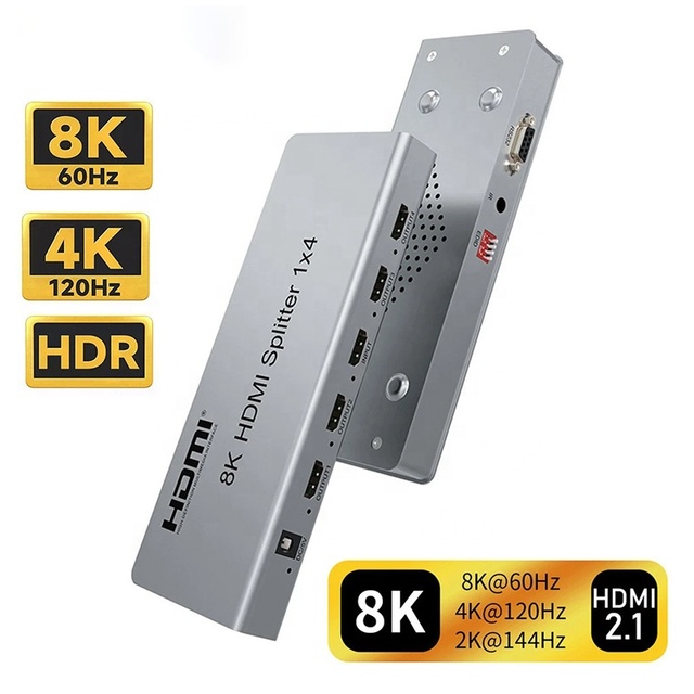 Xput 8K 60Hz 4K 120Hz HDR HDMI 2.1 Splitter 1 in 4 Out 1x4 7680x4320 60Hz Support Edid for Monitor Projector Display Device