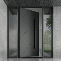Porte d'entrée en bois noir avec inserts en verre