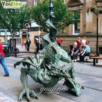 Statue de méditation du Dragon en Bronze et cuivre, taille réelle, décoration de jardin extérieur de haute qualité