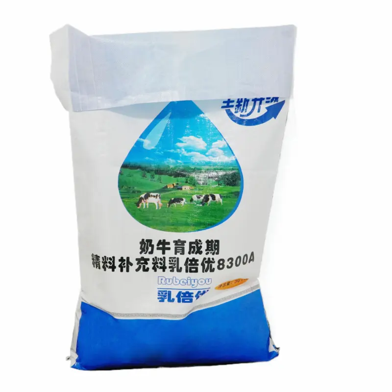 Tas anyaman plastik desain kustom tas Polipropilena untuk karung tepung gandum beras 25kg 50kg