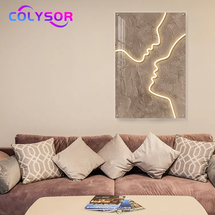 Anpassen Modernes Licht Luxus Kunst rahmen Bild Hängende Malerei Esszimmer Sofa Hintergrund Wand LED Licht Leucht reklame