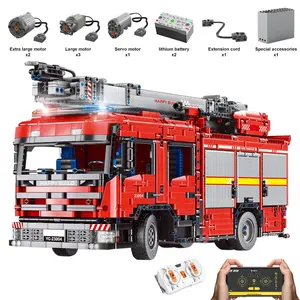 Happy Build YC-23004 1/10 RC/APP Feuerwehr auto Feuerwehr leiter Sprinkler LKW Feuerwehr auto Bausteine Modell Spielzeug für Kinder