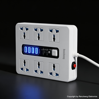 Kabel Ekstensi dengan 6 Stopkontak Listrik, Strip Daya Multi-Plug dengan 4 Port USB dan Perlindungan Beban Berlebih 2500W