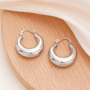 Dardhean Storm Boucles d'oreilles créoles en or blanc, bijoux classiques unisexes à la mode, plaqué or 14 carats E3787 - Product Image 4