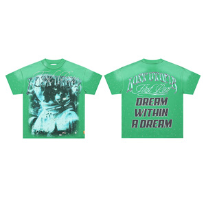T-shirt à manches courtes en pur coton, effet vieilli, avec impression directe à l'encre blanche et broderie de pierres précieuses, <span class=keywords><strong>série</strong></span> Los Angeles Street - Product Image 3