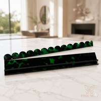Supports de Mahjong en Acrylique Robuste Effet Écaille de Tortue Verte de 20 Pouces avec Poussoir Magnétique pour Tuiles, Personnalisés pour le Mahjong Américain