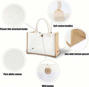 Custom Grocery Waterproof Bridesmaid <b>Gift</b> Travel Shopping DIY Craft Blank <b>Large</b> Jute Reusable Burlap Tote <b>Bag</b> - Product Image 5