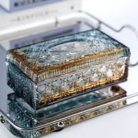 Luxus moderne Jade Gold Glas Tissue Box für Home Desktop High-End Hotel Servietten halter Lagerung dekorative Funktion umwelt freundlich