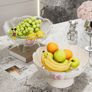 Elegant High-legged Fruit Plate <b>Plastic</b> Solid Color Decorative Coffee <b>Table</b> Candy Dish Snack Bowl Living Room Use - Product Image 3