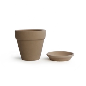 Pot d'intérieur créatif en terre cuite de 4 pouces, pot de fleur d'orchidée émaillée en argile, pot succulent de couleur grise avec plateau d'intérieur, offre spéciale - Product Image 5