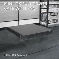 Casing Server Mini ITX Full Tower Baja 1U 400mm, Port ESATA/USB Depan, Dukungan HDD/SSD, PSU FLEX, 2 Kipas, Panel Samping Berjendela