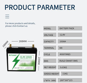 <span class=keywords><strong>Ritano</strong></span> plus récent 12V 50Ah 100Ah 200Ah 300Ah 400ah LiFePO4 batterie avec Smart BMS Lithium Power Golf Cart RV campeurs tout-terrain - Product Image 3