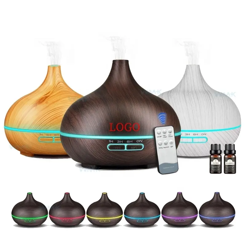 500ml Wood Grain Portable Ultrasonic Smart Led Professional Room Home Fragrance Humidifier Air Essential Oil Aroma Diffuser