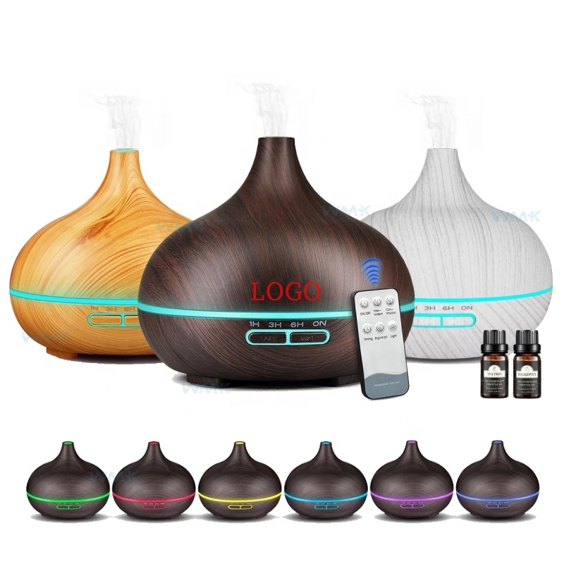 500ml Wood Grain Portable Air Humidifier Ultrasonic Smart Led Room Home Remote Control Fragrance Essential Oil Aroma Diffuser
