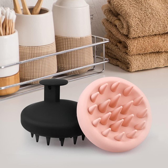 Custom Logo Silicone Scalp Massager Brush Head Scrubber Silicone Hair Brush Shampoo Brush for Dry