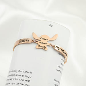 Pulsera de acero inoxidable con dibujos animados para mujer, brazalete con dibujos animados, a la moda, you re my Ohana - Product Image 3