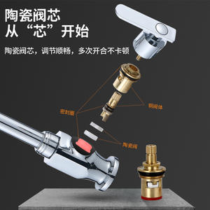 Robinet de lavabo en laiton à poignée unique avec cartouche céramique, à poser sur le comptoir, monotrou - Product Image 3