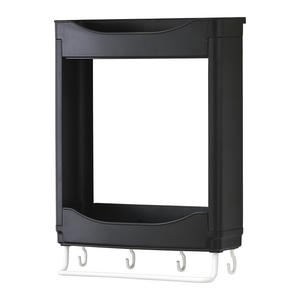 Étagère à épices murale à double niveau en plastique, organiseur de condiments pour étagère de cuisine avec crochets - Product Image 3