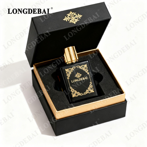 Custom New Design Blue Elegant Perfume <b>Empty</b> <b>Bottle</b> 30ml 50ml 100ml Crimp square Luxury Glass Perfume <b>Bottle</b> with Gold Zamac Cap - Product Image 5