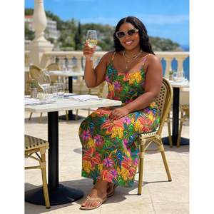 ชุดเดรสยาวสไตล์ฮาวายสำหรับผู้หญิง แบบไม่มีสายคล้องไหล่ ลายดอกไม้ ผ้าชีฟอง เอวทรงเอ็มไพร์ สไตล์โบฮีเมียน สำหรับใส่ไปชายหาดในฤดูร้อน - Product Image 3
