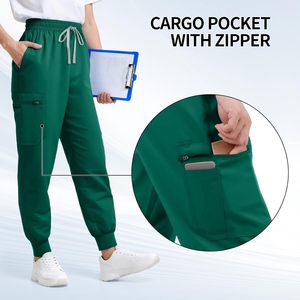 Pantalones Médicos FOXA para Mujer, Estilo Jogger Cargo, 7 Bolsillos, Tejido Suave, Cintura Media, Uniformes de Hospital - Product Image 4