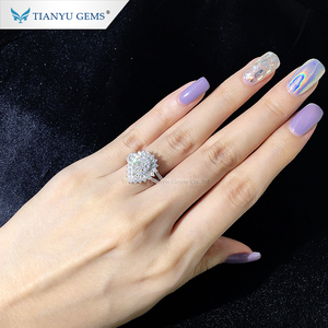 Tianyu Đá Quý Sang Trọng Nhẫn Ngón Tay Hình Dạng Quả Lê Moissanite Kim Cương Trắng Vàng <span class=keywords><strong>Ring</strong></span> Cho Đảng - Product Image 5