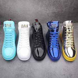 Летняя Мужская обувь новая высокая обувь модные мужские повседневные кроссовки из лакированной кожи - Product Image 4