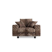 Nuevo diseño moderno sofá de sala de estar italiano ligero de lujo estampado de leopardo sofá de tres plazas