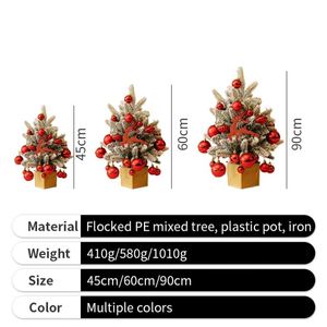 Árbol de Navidad flocado 2023 preiluminado con nieve, mini árbol de Navidad rojo para mesa, ideal para promoción - Product Image 3