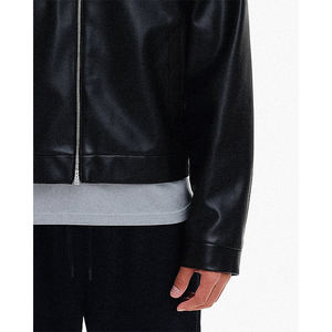 Chaqueta de cuero con cremallera personalizada para hombre, chaqueta de cuero original, fabricantes - Product Image 2