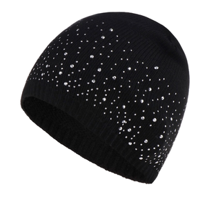 Bonnet tricoté uni brillant avec boutons décoratifs, doux et extensible, motif lettres/caractères, chaud pour l'extérieur, chapeau de plage - Product Image 1