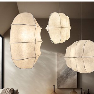 Japanese Wabi Sabi Style Faux Silk Floor Lamp Led <b>Light</b> Multi Head Chandelier For Living Room Bedroom Home Decor - Product Image 4